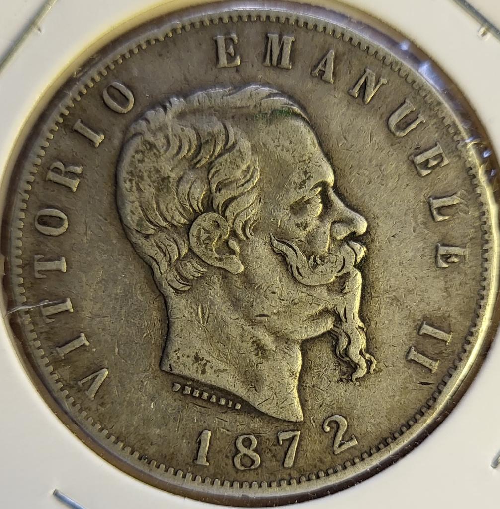 Italie 5 lire 1872 Argent .900 M BN Milan KM#8.3 T.T.BEAU, Enlèvement ou Envoi, Italie, Monnaie en vrac, Argent