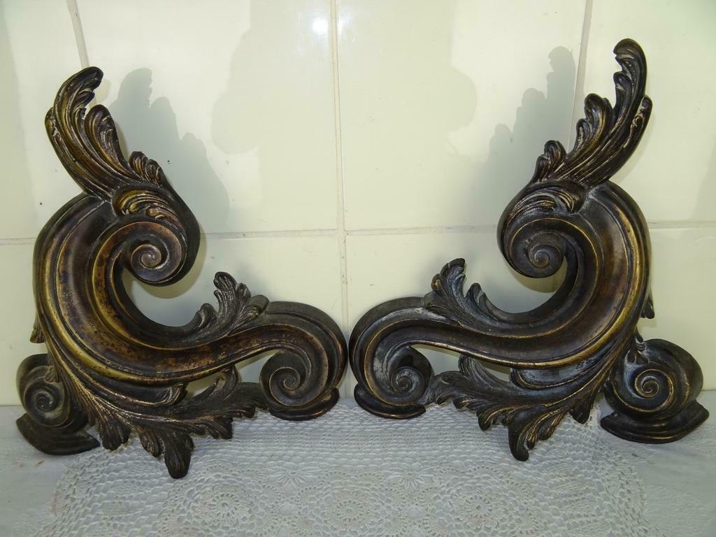 Neo Rococo antieke bronzen vuurbokken antieke vuurbokken wow, Ophalen of Verzenden, Brons