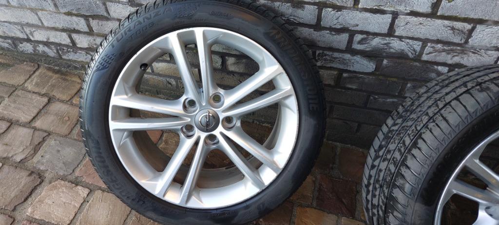Vier originele Opel velgen A 5-spaaks met banden, Ophalen, 18 inch, Banden en Velgen, Personenwagen
