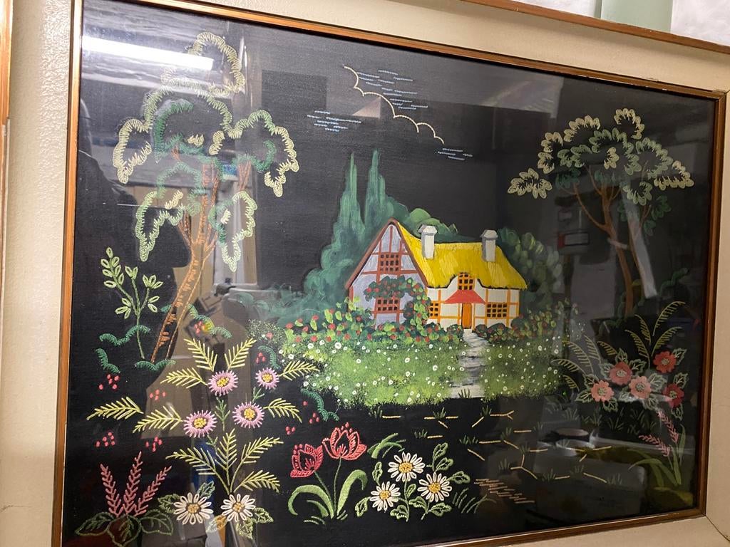 Tableau brodé (années 50-60), Enlèvement ou Envoi