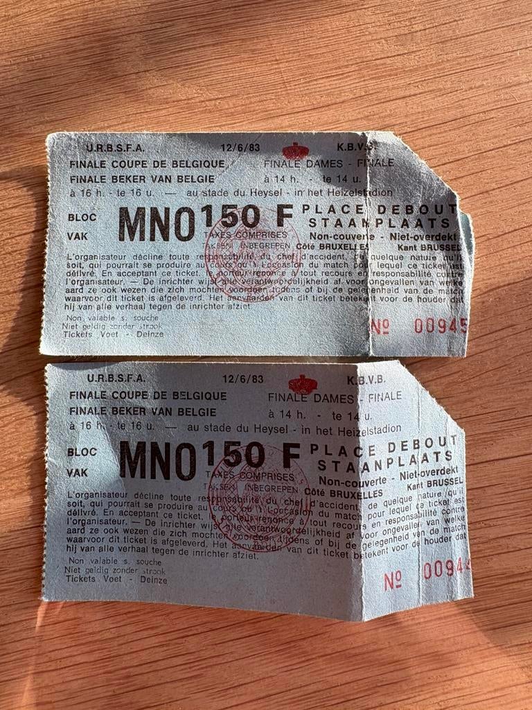 Tickets Bekerfinale Anderlecht - Club Brugge 12/6/1983, Ophalen, Gebruikt, Overige typen