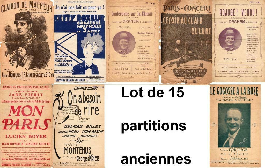 Lot de 15 partitions anciennes ( L. Boyer, Moulin Rouge...), Musique & Instruments, Envoi, Utilisé