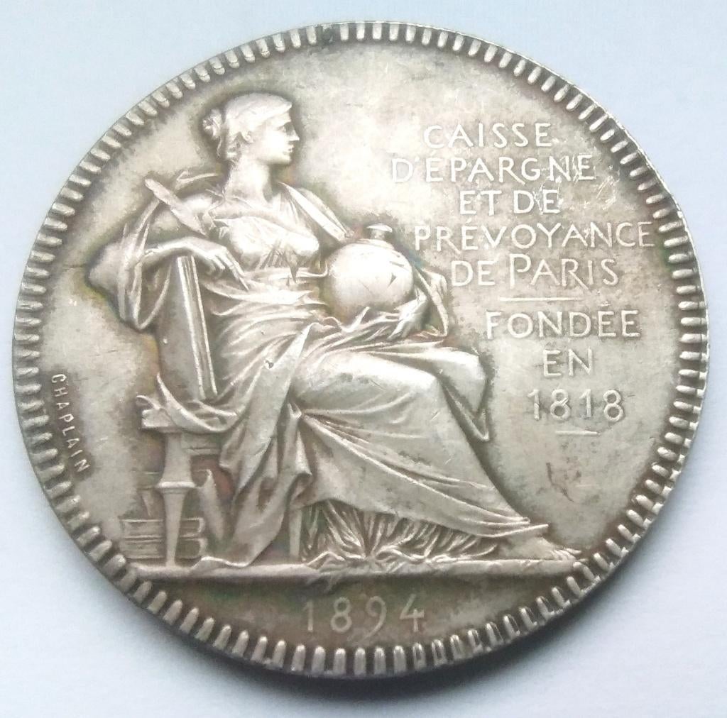 penning zilver 1894 caisse d'epargne travail economie, Ophalen of Verzenden, Zilver