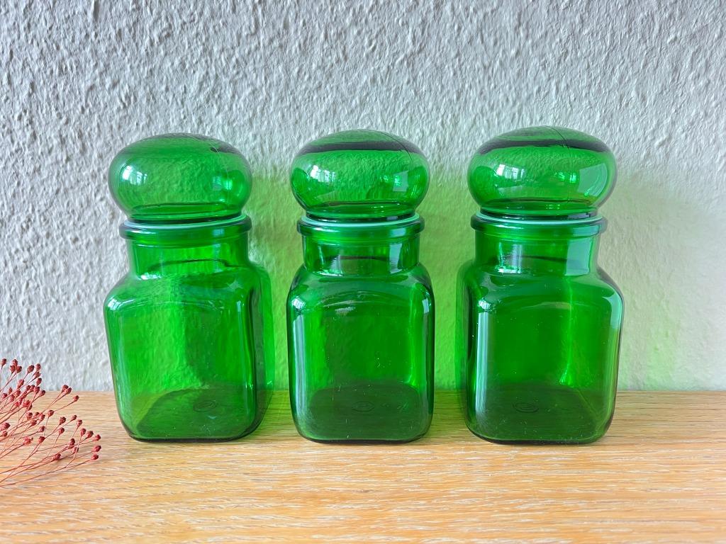 Pot d'apothicaire en verre vert format carré, Antiek en Kunst, Antiek | Keukengerei, Ophalen of Verzenden