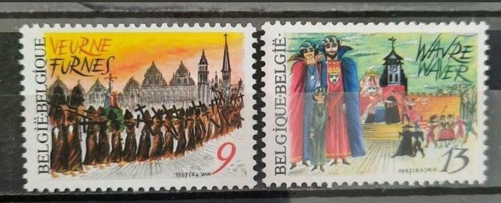 België: OBP 2249/50 ** Folkloristische uitgifte 1987., Postzegels en Munten, Postzegels | Europa | België, Frankeerzegel, Ophalen of Verzenden