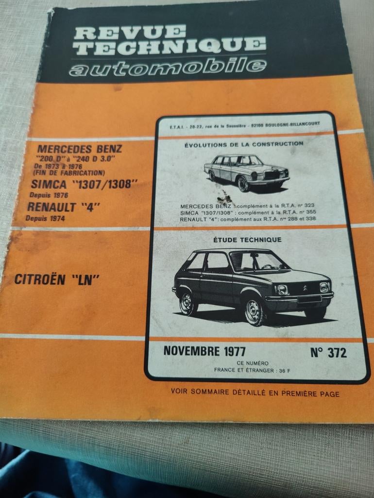 RTA Citroen ln renault 4 simca 1307/1308, Enlèvement ou Envoi