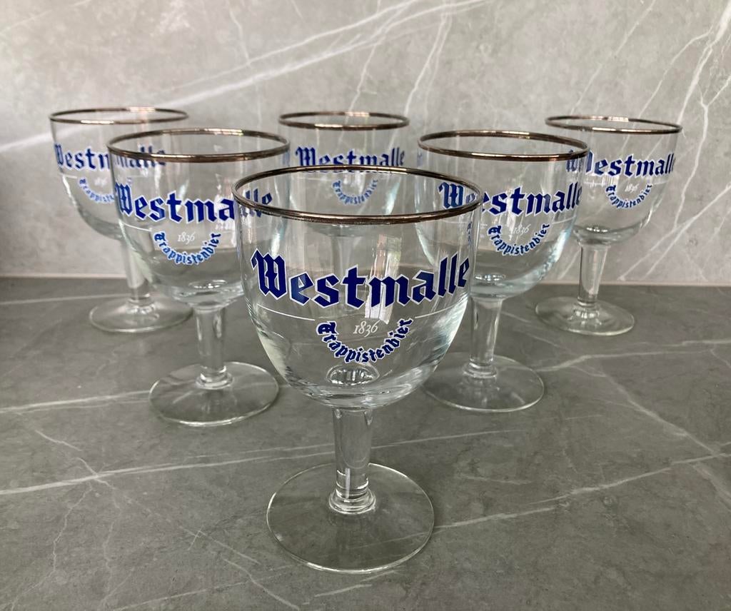 Bierglazen Westmalle en Chimay, Ophalen of Verzenden, Gebruikt, Bierglas