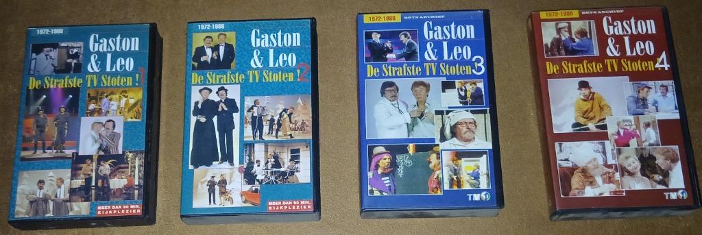 Gaston en Leo  De strafste tv stoten 1 t/m 4 VHS Per stuk, Cd's en Dvd's, Alle leeftijden, Ophalen of Verzenden, Gebruikt, Tv-serie of Tv-programma