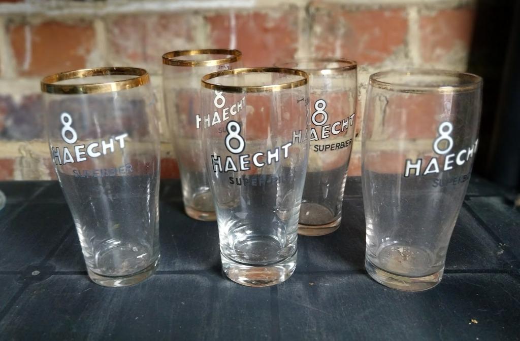 5 geëmailleerde HAECHT glazen, Ophalen of Verzenden, Gebruikt