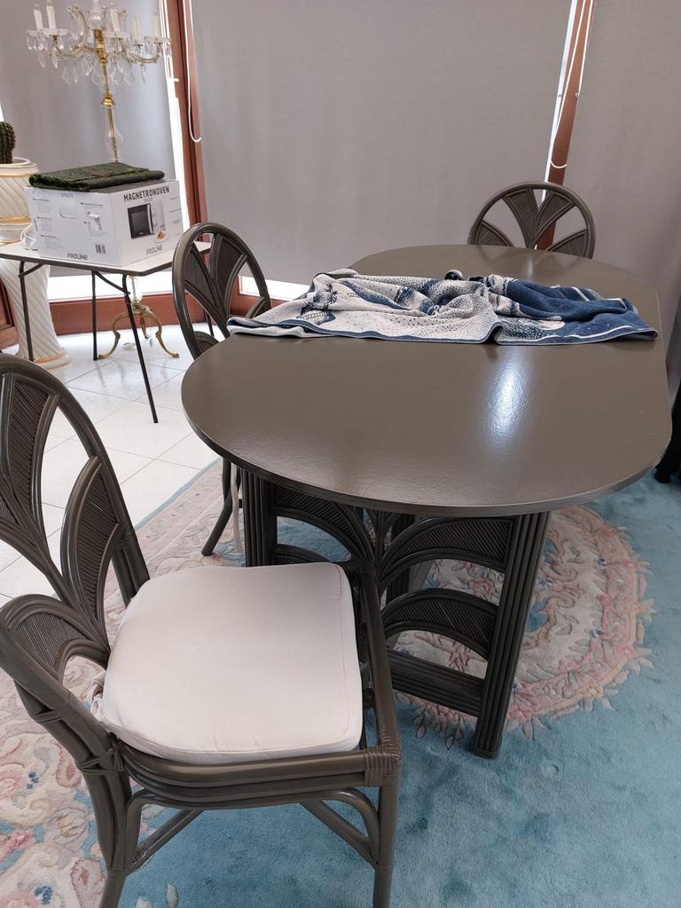Tafel en stoelen, Enlèvement, Comme neuf, Rotin