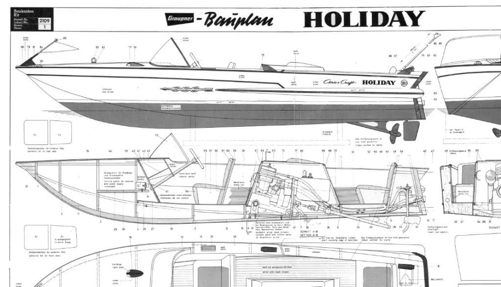 Plan de construction de Chris Craft Holiday par Graupner, Envoi, Neuf