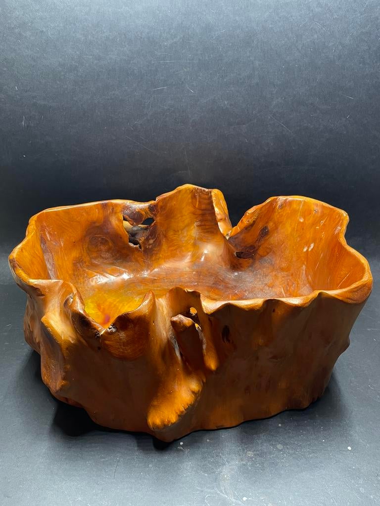 Grand bol/panier en bois sculpté à la main — pièce unique, Enlèvement, Utilisé, Bois, Balance