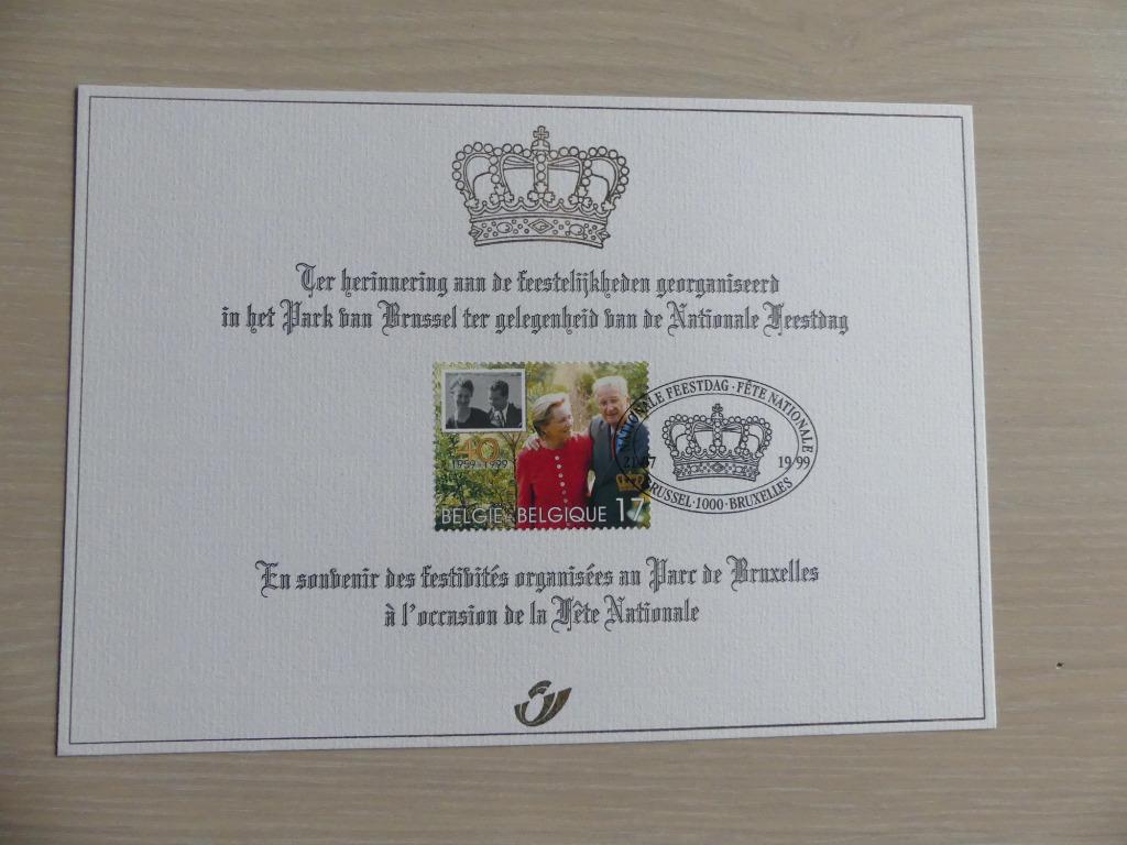 Herdenkingskaart 1999 - 2828 Albert II en Paola, Postzegels en Munten, Ophalen of Verzenden