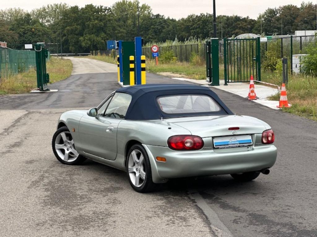 Mazda MX-5 1.6i 16v NBFL Silver Blues | Leder | Windscherm, Autos, Cuir, Achat, Boîte manuelle, Bleu