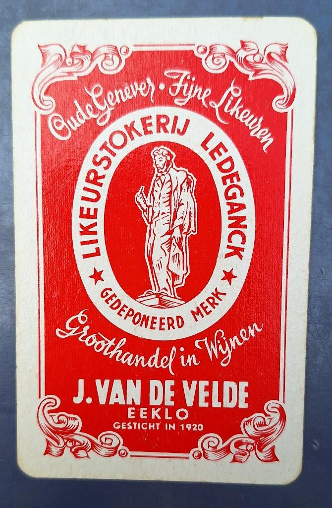 Speelkaart Eeklo  – Van de Velde Ledeganck, rood_80, Ophalen of Verzenden, Gebruikt, Speelkaart(en)