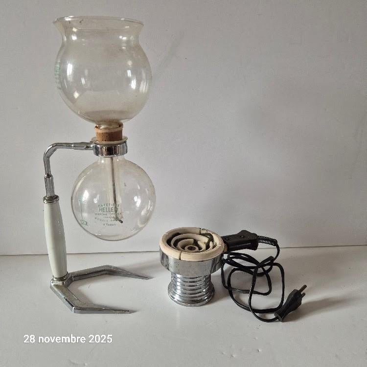 Zeer mooi Hellem Pyrex glazen koffiezetapparaat, Gebruikt, Verzenden, Glas, Overige stijlen