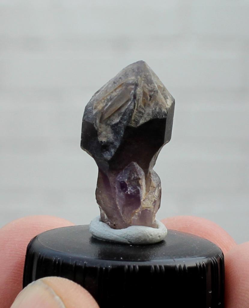 Fenêtre en quartz fumé avec améthyste de Brandberg en NAMIBI, Enlèvement ou Envoi, Minéral
