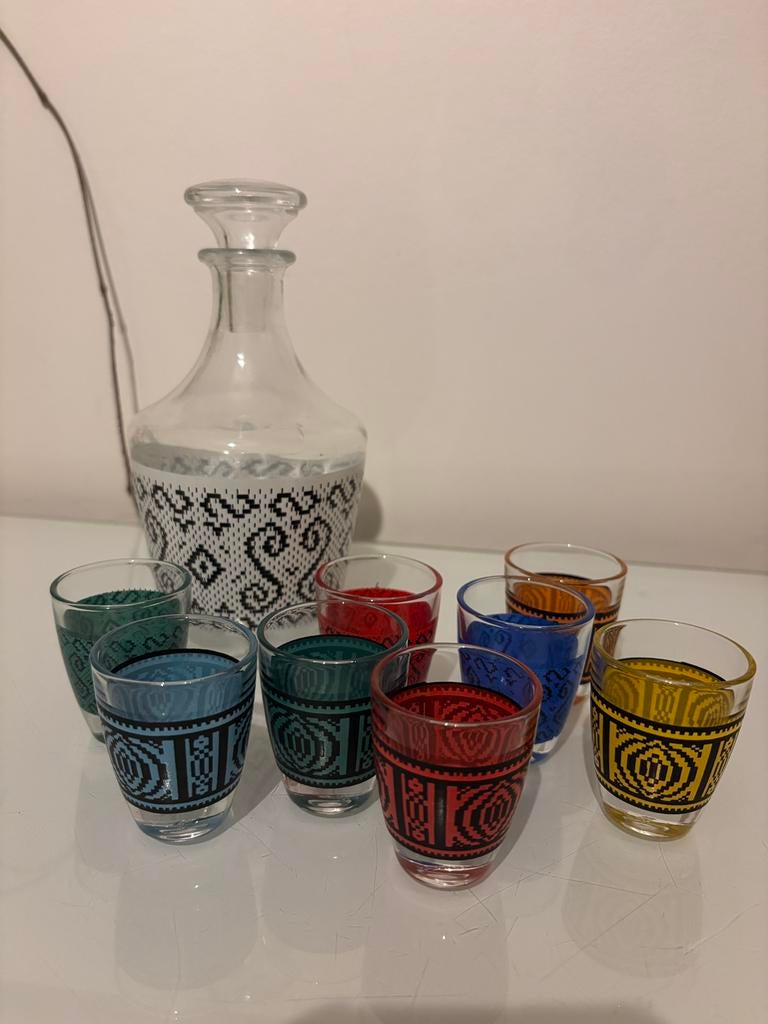 Luminarc vintage likeur set ‘60-‘70 - zeer goed., Ophalen of Verzenden, Zo goed als nieuw, Borrel- of Shotglas