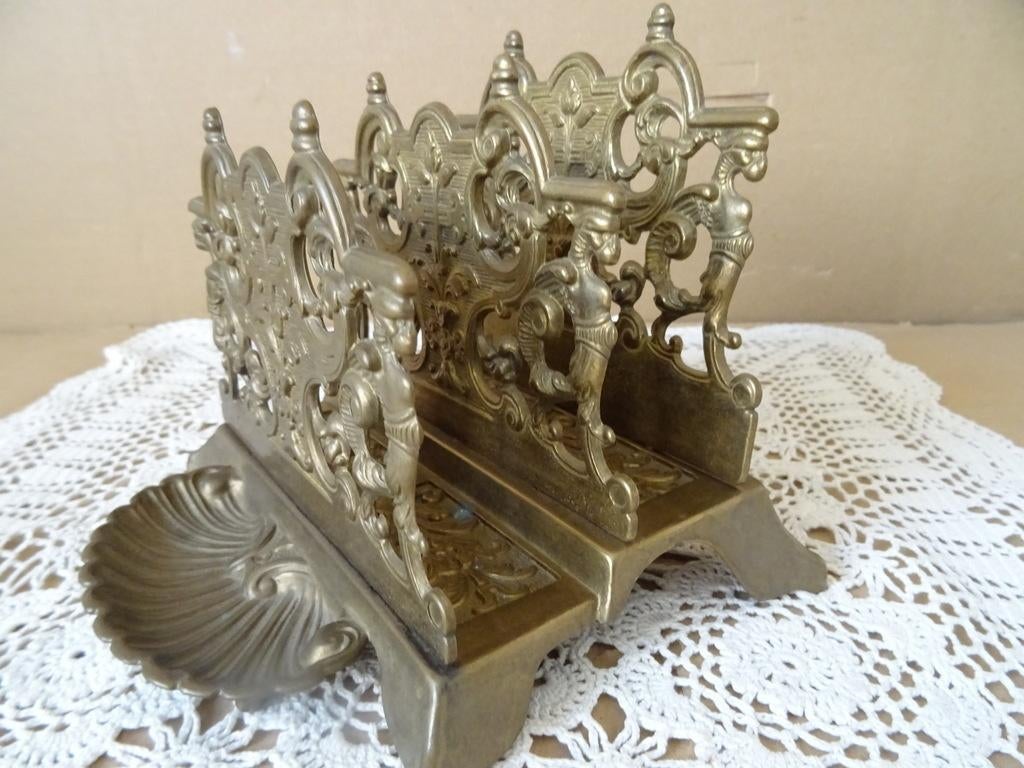 Curiosa antieke brievenhouder antieke messing brievenhouder, Antiek en Kunst, Antiek | Kantoor en Zakelijk, Ophalen of Verzenden
