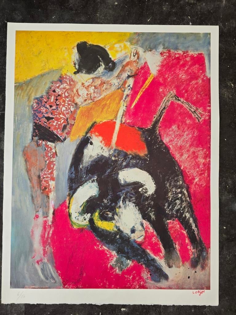 Lithographie couleur originale de Bernard LORJOU, Enlèvement
