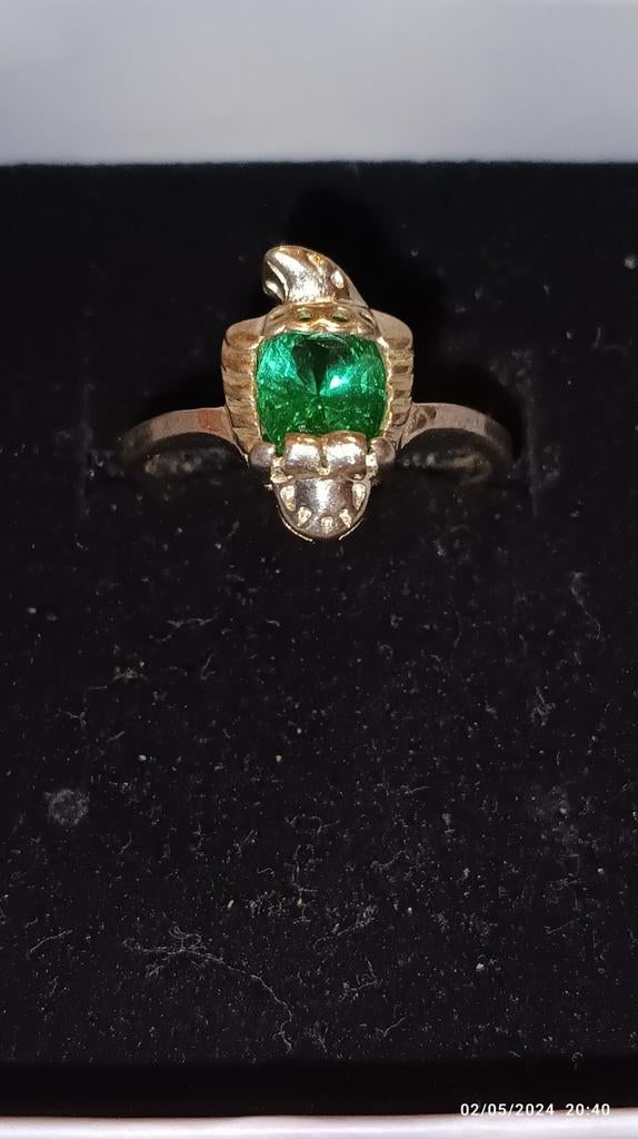 Sterling zilveren ring met groene zirkonium, Handtassen en Accessoires, Ringen, Nieuw, Ophalen of Verzenden, Dame, Groen