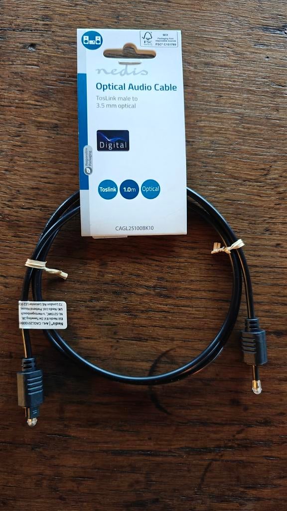 Optische audio kabel: Toslink to Mini Toslink 3.5 MM optical, Enlèvement, Neuf, Moins de 2 mètres, Câble optique