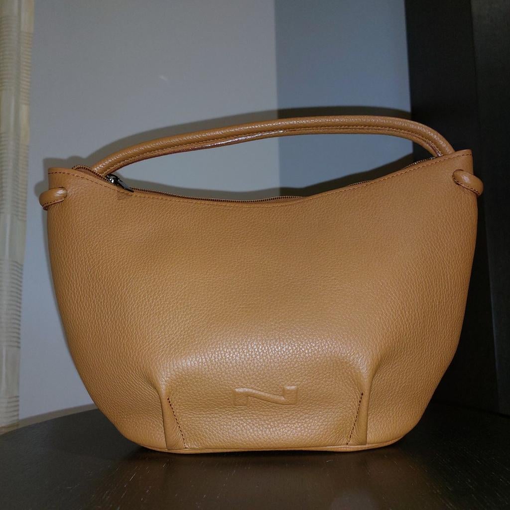 Sac hobo Nathan Baume (cuir cognac), Enlèvement ou Envoi, Comme neuf, Beige, Sac à main