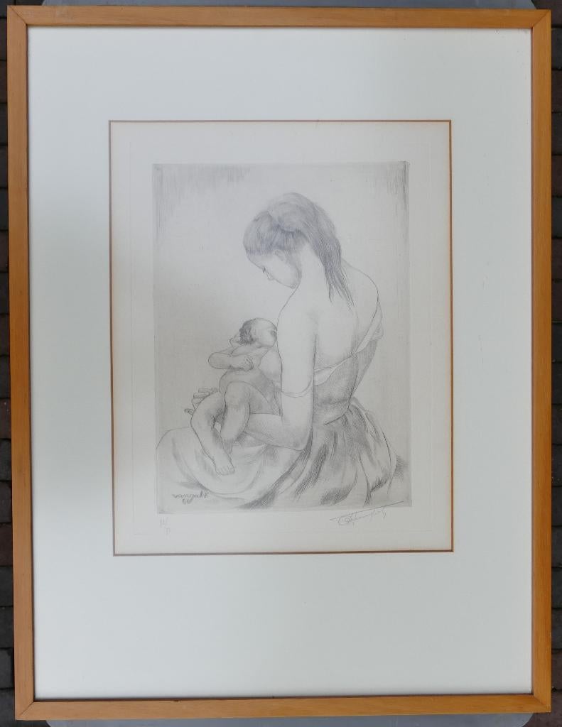 Frans Van Giel : Schets moeder met zogend kind (54x41), Antiek en Kunst, Ophalen of Verzenden