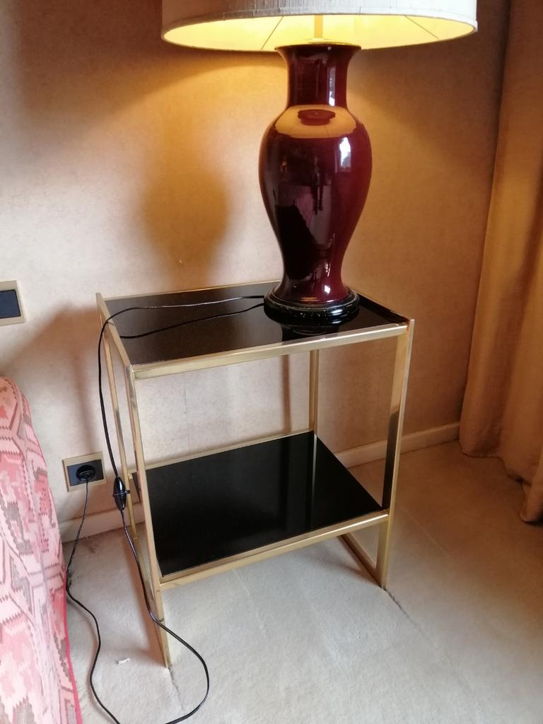 Tables de nuit ou d'appoint en métal doré et verre fumé, Maison & Meubles, Tables | Tables d'appoint, Moins de 55 cm, 45 à 60 cm