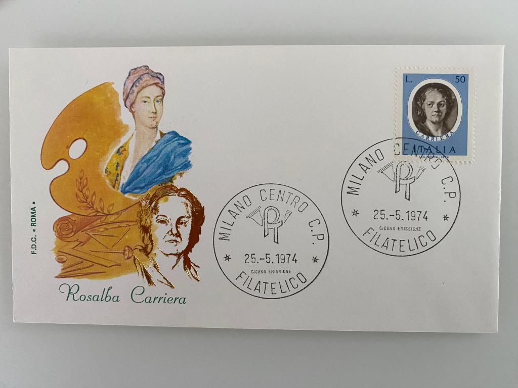 Timbre-poste Enveloppe Premier Jour Italie Rosalba Carriera, Enlèvement ou Envoi, Affranchi