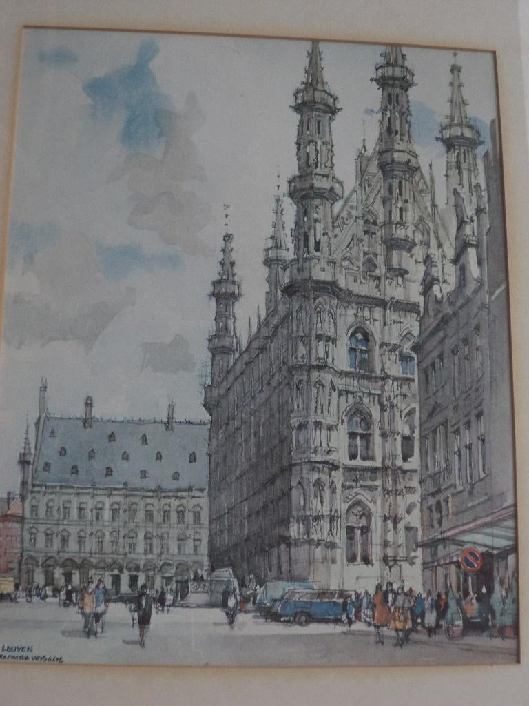 Herman Verbaere Leuven gothisch stadhuis markt met tafelrond, Enlèvement