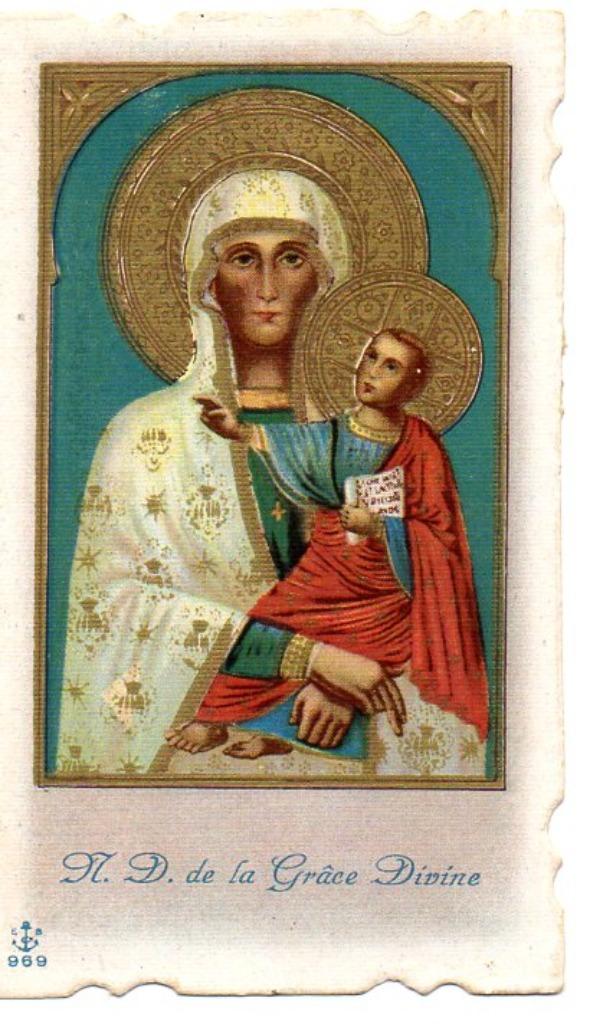 devotieprentje Notre Dame de la Grâce Divine, Ophalen of Verzenden, Gebruikt, Kaart of Prent, Christendom | Katholiek