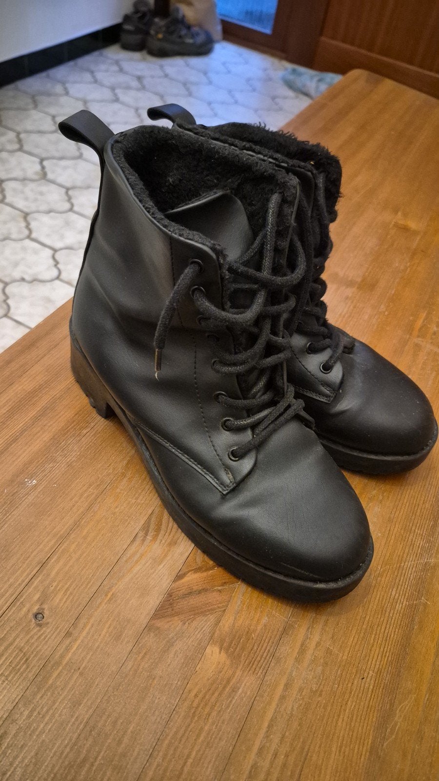 Stoere zwarte leren veterschoenen / combat boots, Ophalen of Verzenden