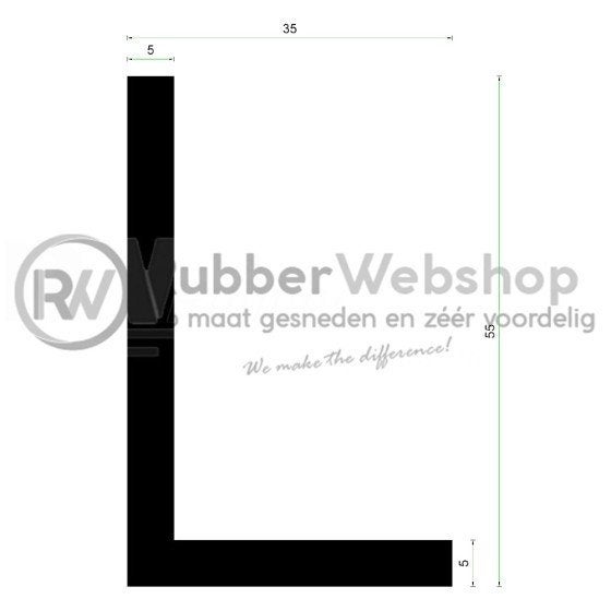 EPDM volrubber hoek profiel 35x55mm, Overige materialen, Overige typen, Nieuw, Ophalen of Verzenden