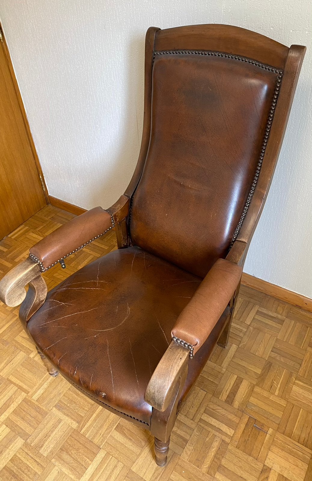 Vintage lederen fauteuil – authentieke uitstraling, Antiek en Kunst, Ophalen