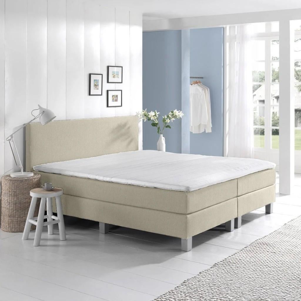 OP=OP Vaste boxspring Basic - 200 x 200 Naturel Beige, Verzenden, Zwart, Overige maten, 200 cm
