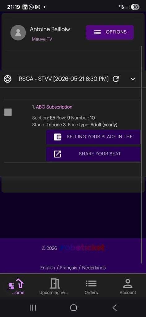 RSC ANDERLECHT SINT TRUIDEN VV 20/05/26 20:30, Tickets & Billets