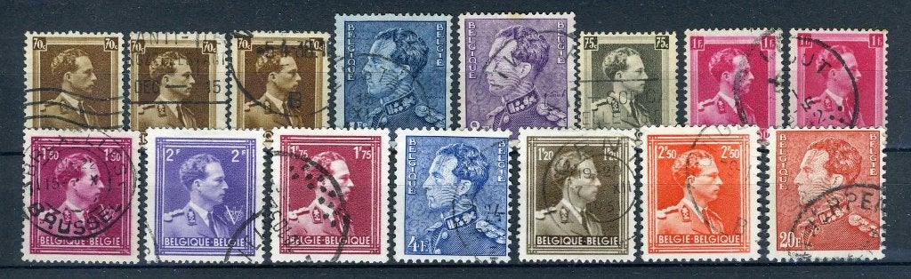 (B) Lot de 3 timbres estampillés Léopold (1936 - 1951) -14, Envoi, Affranchi, Oblitéré