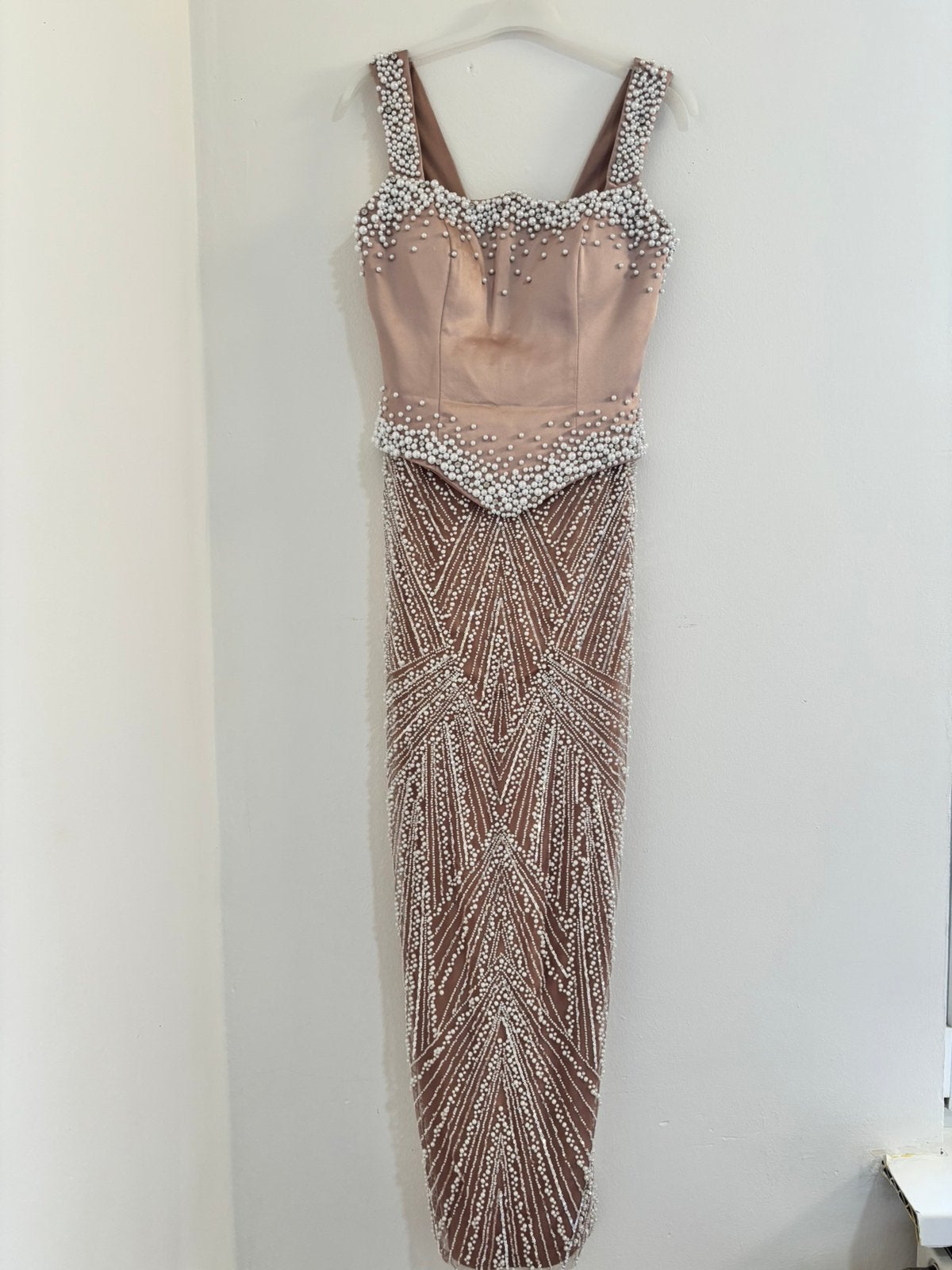Robe de soirée beige, Envoi, Neuf, Taille 36 (S), Beige