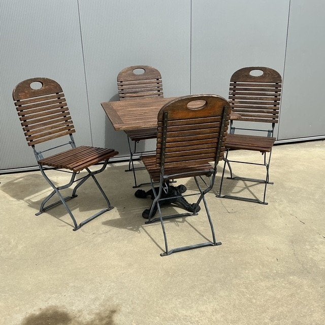 Mooi Frans tuinsetje tafel met 4 stoelen, Tuin en Terras, Ophalen, Gebruikt, Tuinset