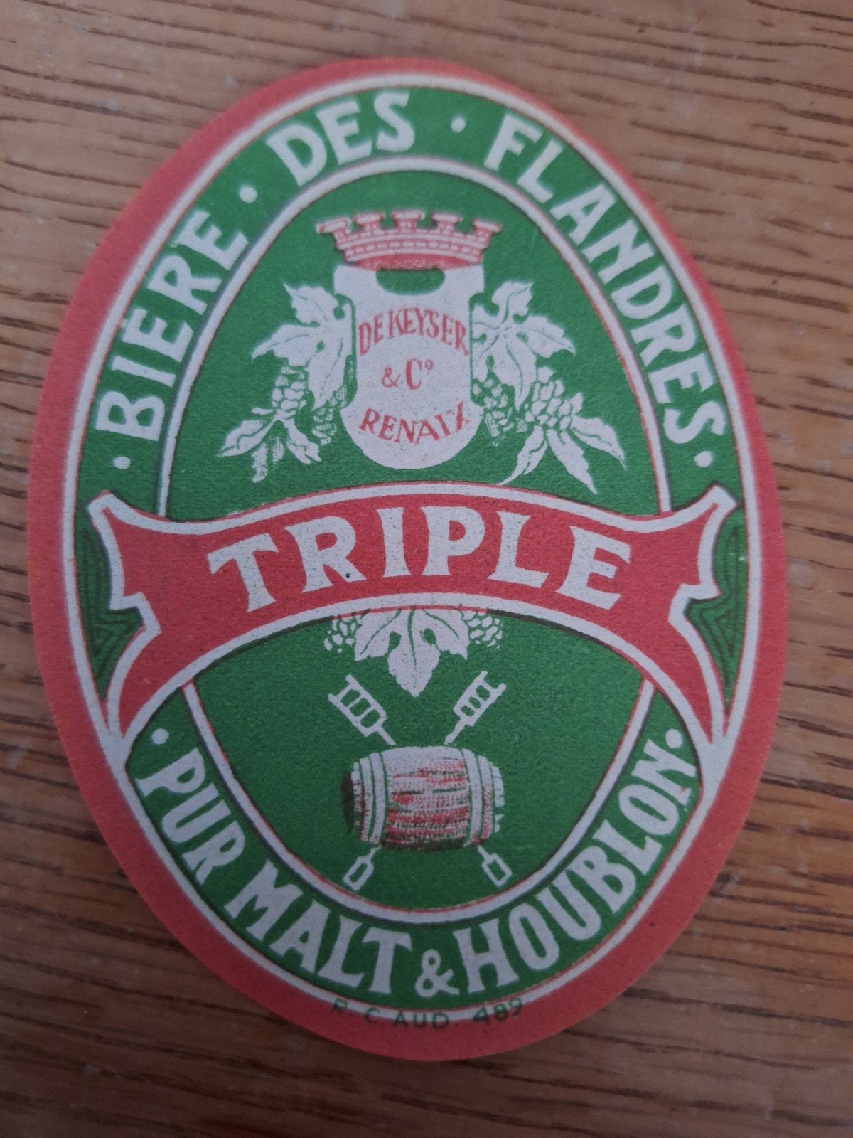 Groot oud bieretiket biere des flandres triple De Keyser Ron, Verzamelen, Ophalen of Verzenden