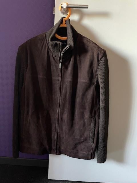 Vest gebreid met daim voorkant, Massimo Dutti, Ophalen, Gedragen, Bruin