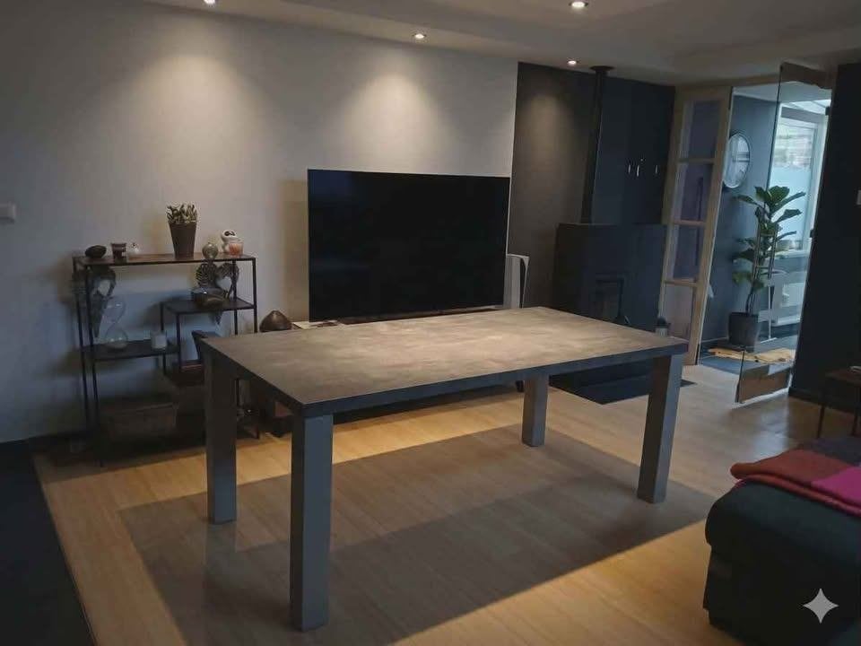 Table à manger industrielle effet béton ciré (180 x 90 cm), 150 à 200 cm, Cinq personnes ou plus, Industrielle effet béton ciré