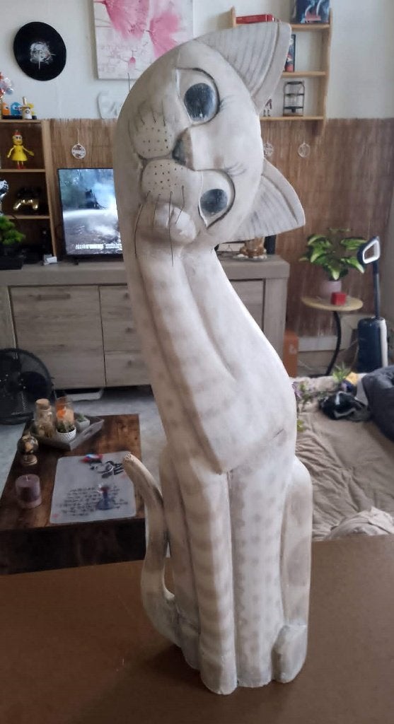 déco chat en bois 60 cm de haut, Enlèvement, Utilisé, Animal