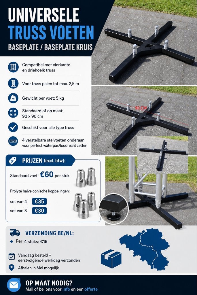 Universele truss voeten / Baseplate / Baseplate kruis, Ophalen of Verzenden, Nieuw, Licht
