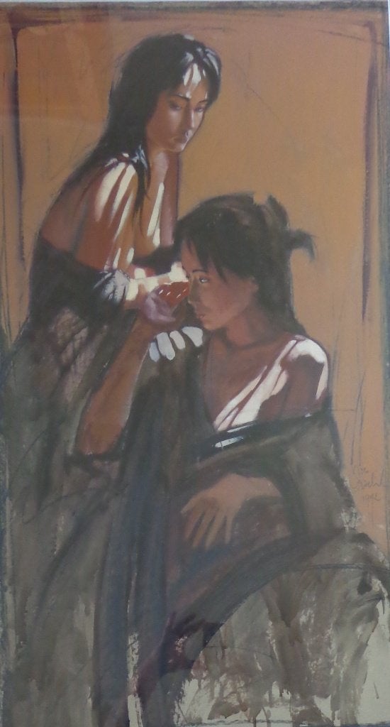NICO VRIELINK / SENSUELE VROUWEN / OLIEVERF 127x83cm KADER, Portrait ou Personnes, Peinture à l'huile, Enlèvement, Encadré