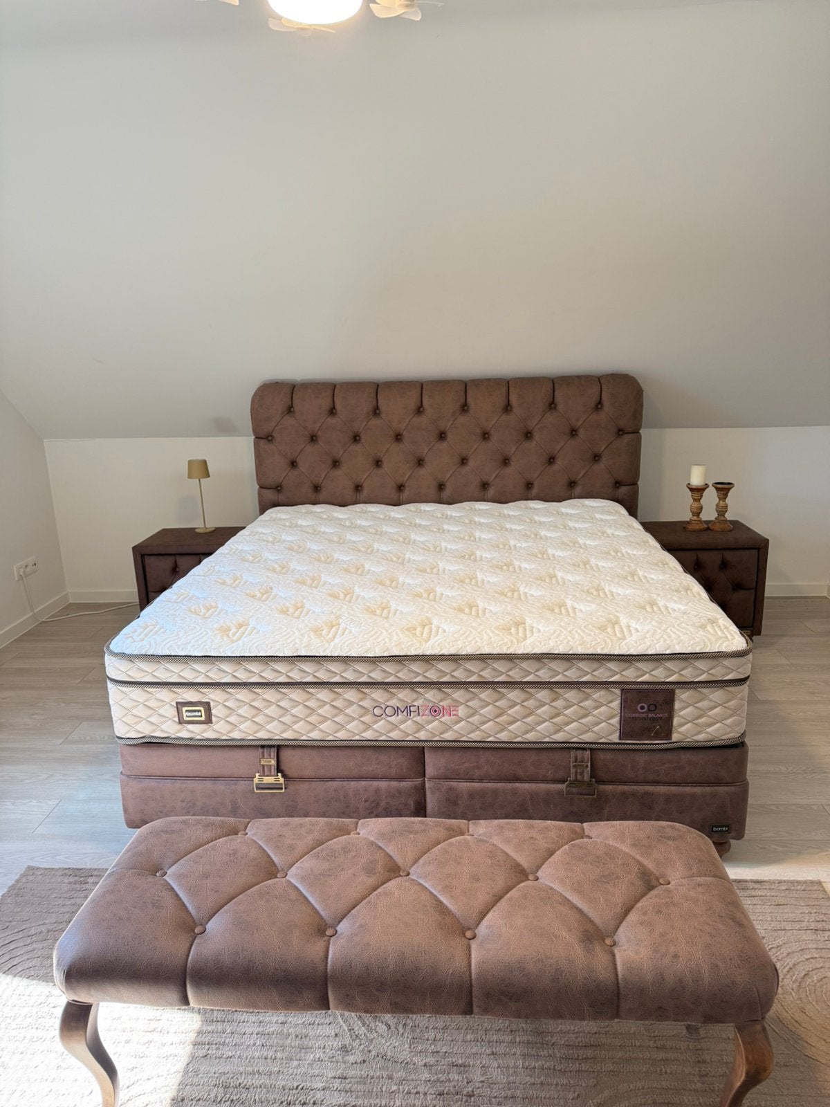Ensemble de sommier àressorts Bambi Comfizone de luxe200x200, Neuf, Autres dimensions, Brun, Enlèvement