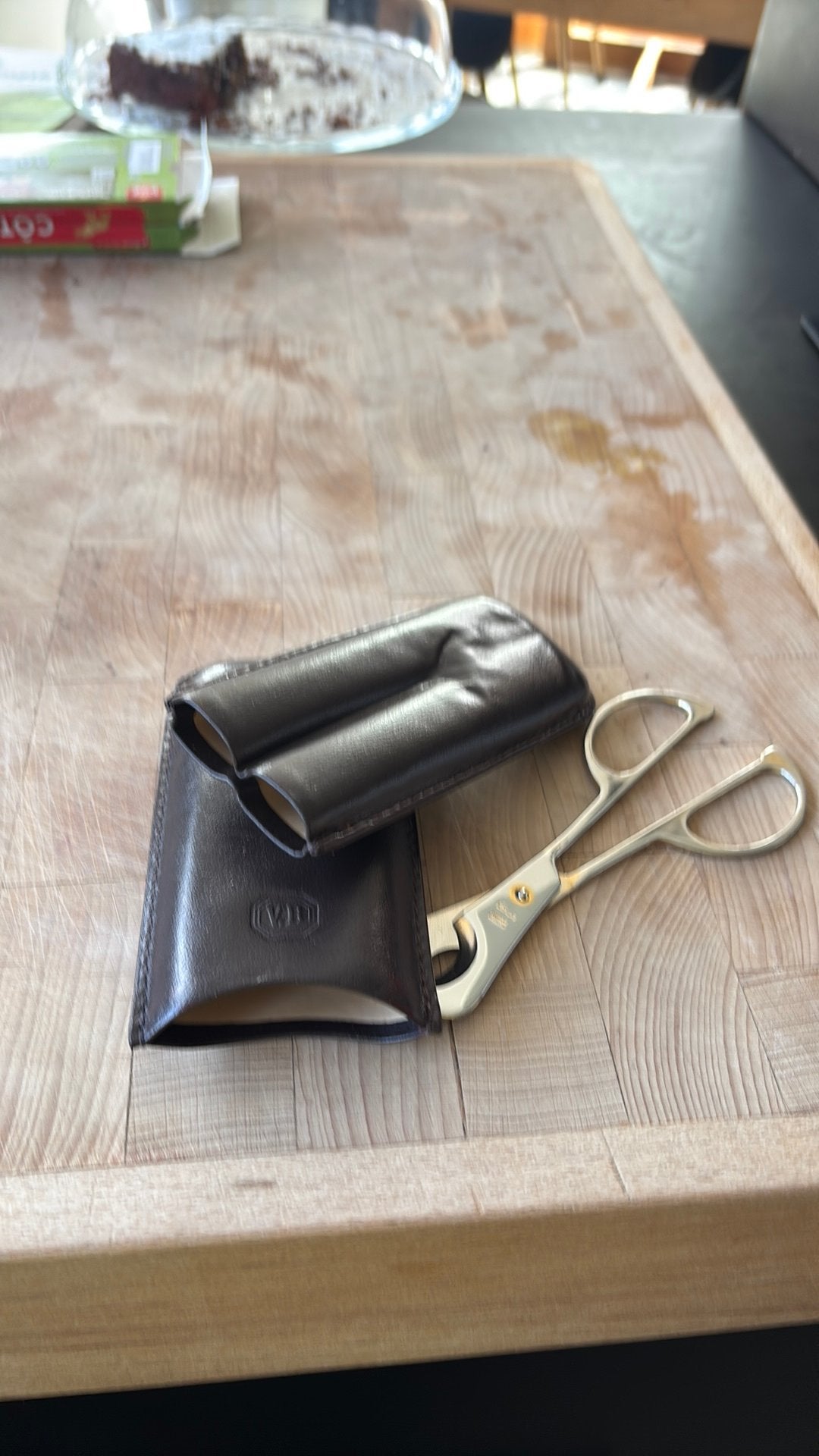 Etui en cuir et ciseaux pour cigares, Auto-onderdelen, Ophalen of Verzenden