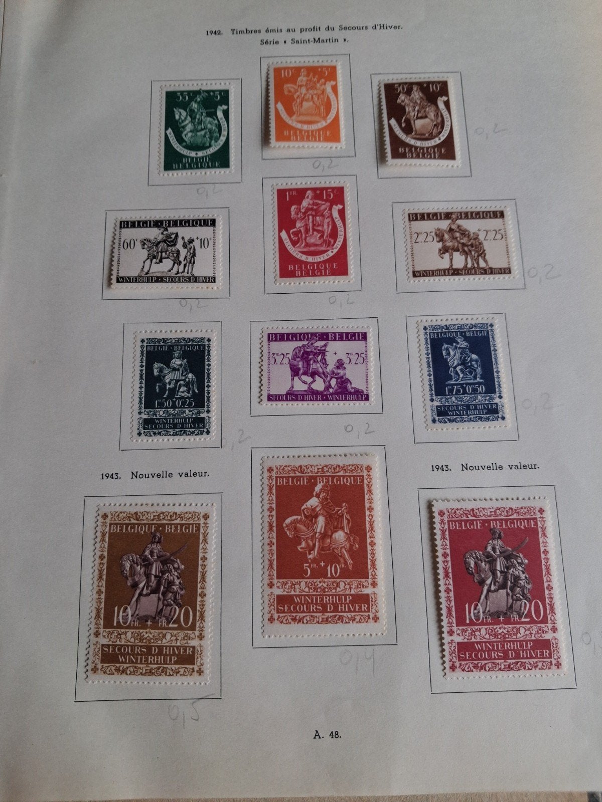 Winterhulp nr. 5 uit 1942 COB 603/612, Postzegels en Munten, Ophalen of Verzenden