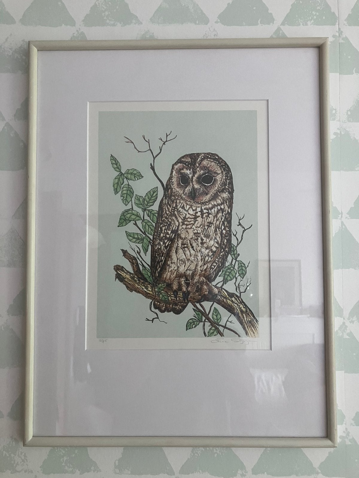 Erica Sijnja - mooie zeefdruk van bosuil, Antiek en Kunst, Ophalen of Verzenden, Zeefdruk